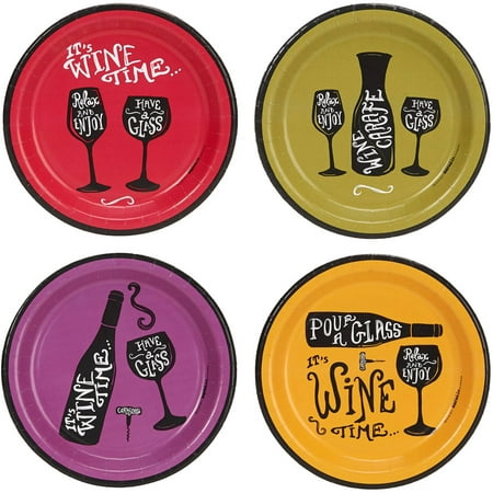 Wine Time Party Assorted Plates Kit, Pack of 32 (Best Color Plates For Food)