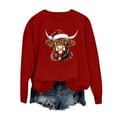 thumbnail image 4 of Ounisa Womens Valentines Sweatshirt Ox Graphic Print Pullover Casual Long Sleeve Valentine's Blouse Top, 4 of 6