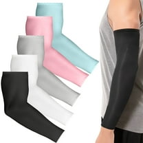 5 Pair UV Sun Protection Cooling Arm Sleeves, EEEkit Long Compression Sleeves for Girls Boys Cycling Sports