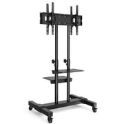 Modern Black Large Heavy Duty Mobile TV Stand Rolling TV Cart for 40 to 80 inch Black Dual Metal Shelf