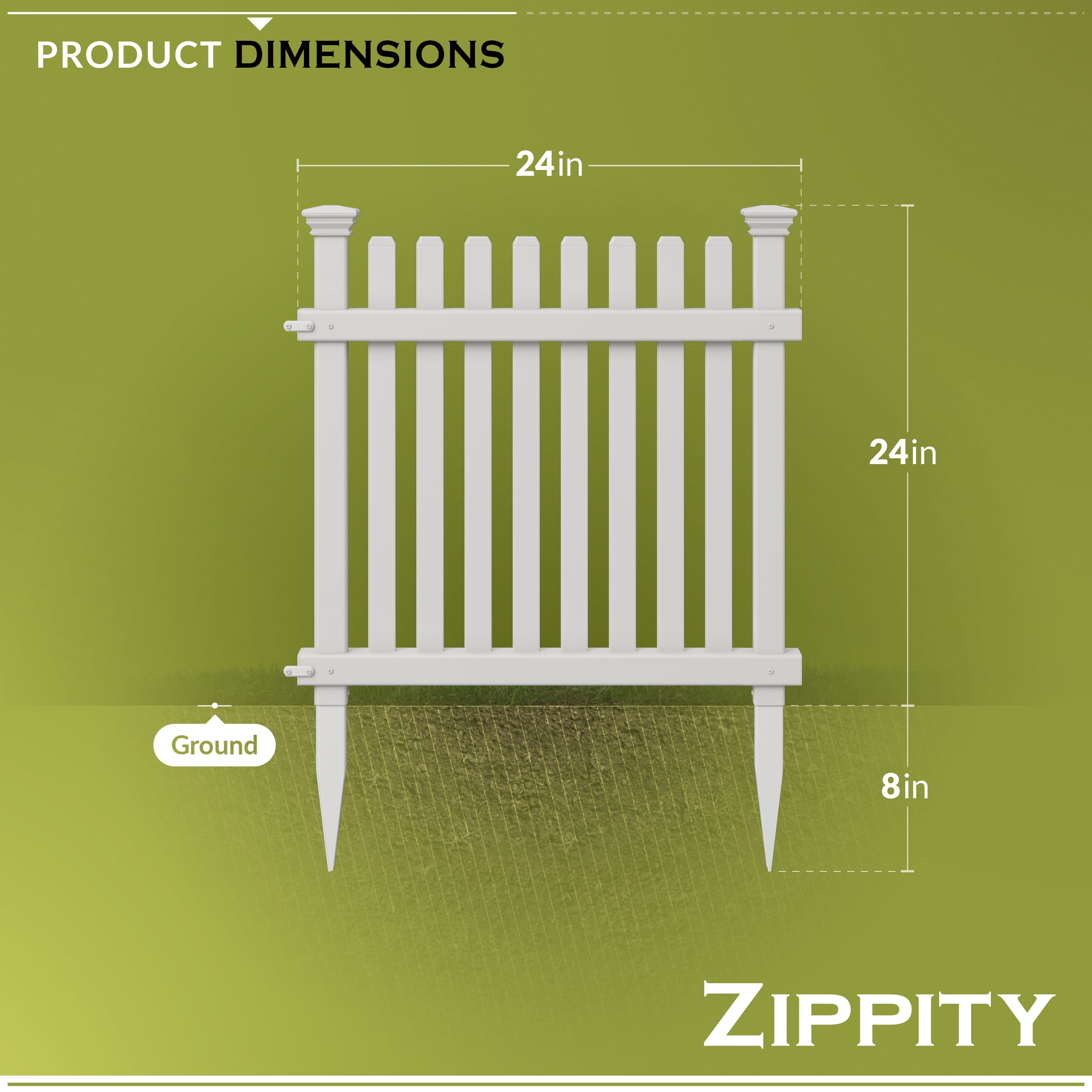 2ft H x 2ft W (3 Panels) No Dig Zippity Roger Rabbit Garden Fence Kit, White Vinyl Picket Fence Panels, Perfect Garden Fences and Borders for Dogs, Dog Fence Outdoor for Yard, ZP19056
