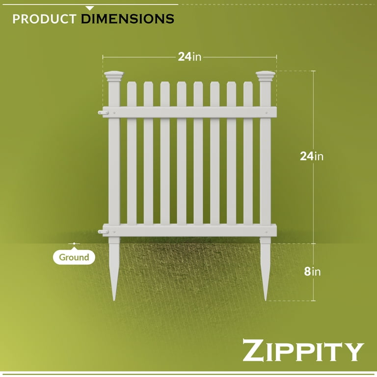 Zippity Outdoor Products Vinyl Fence Kit for Garden/Backyard, 2ft