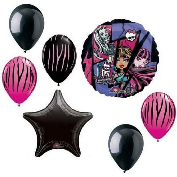 MONSTER HIGH Skullette Badge 7 Pc Birthday Party Bouquet Decoration Balloons