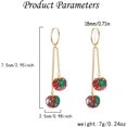 thumbnail image 6 of Red Green Pom Pom Ball Drop Dangle Earrings for Women Gold-Toned Christmas Double Round Statement Tassel Chain Dangling Hoop Earring Fashion Lightweight Funny Xmas Festival Huggie Hoops Jewelry, 6 of 12
