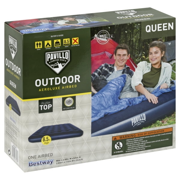 Andes Premium Flocked Queen Size Air Bed/Inflatable Mattress with Built-in Electric Pump and 2 Inflatable Pillows 
