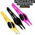 thumbnail image 2 of Pinzas profesionales para cejas con punta inclinada de acero inoxidable, juego de 2 y 3 piezas, pinzas de punta inclinada con agarre antideslizante para depilación facial, eliminación de pelos encarna, 2 of 8