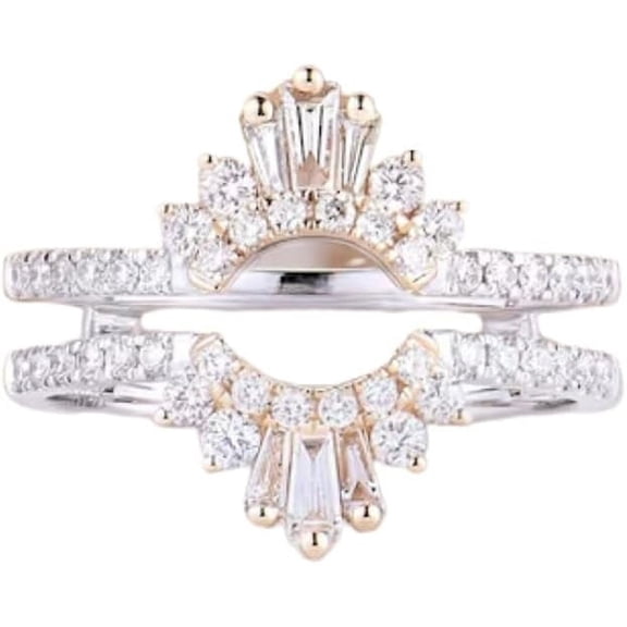 beryl_creation 2.42 Ct Baguette Cut Diamond Wedding Engagement Enhancer Guard Wrap Ring 925 Sterling Silver 14K White Gold Plated For Women's -8