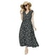 thumbnail image 5 of Vestido largo informal de verano con escote en V y tirantes finos y estampado floral para mujer, 5 of 6