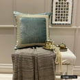 thumbnail image 4 of The HomeCentric Decorative Throw Pillow cover Teal 24"x24" (60x60 cm) Velvet Pearl, Zardozi Hand Embroidery Cushion cover For Sofa Chouch, Hotels, living, Bed Room, Border - Velvet Pearlshine, 4 of 9