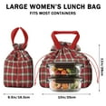 thumbnail image 5 of Red and Green Christmas Plaid Pattern Drawstring Lunch Bag Women - Drawstring Lunch Bag Insulated for Work Office - Stain-Resistant Large Lunchbags for Women with Multi-Pockets, 5 of 6