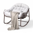 thumbnail image 1 of Outdoor Rocking Chair - Oversized White Wicker Papasan with Cushion, for Patio/Balcony/Bedroom | Egg Rocker, No Ottoman, 1 of 8