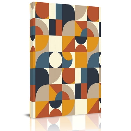 Canvas Wall Art Yellow Orange Navy Blue Framed Canvas Prints for Bedroom Bathroom Middle Century Beige Modern Geometric Gallery Wrapped Wall Decor for Home Office Gifts 11 x14 Ship Next Day