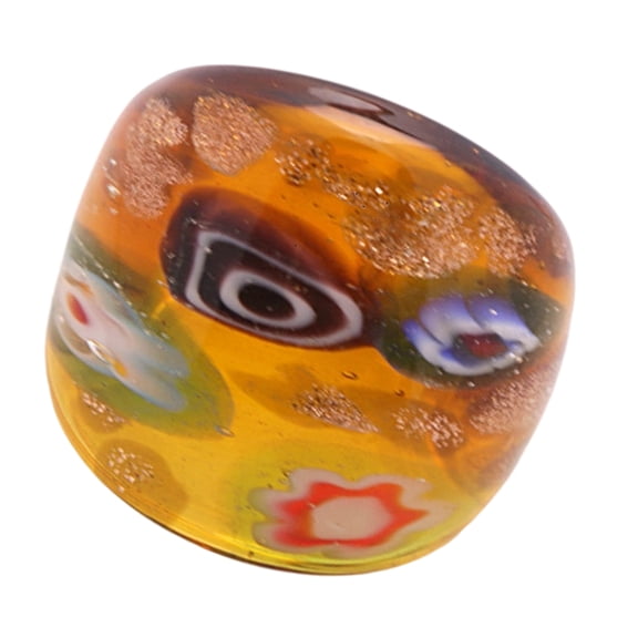 Artistic Muranos Glass Rings with Unique Gold Sand Inlay Handmade Finger Rings Ethnic Accessories for Stylish Women