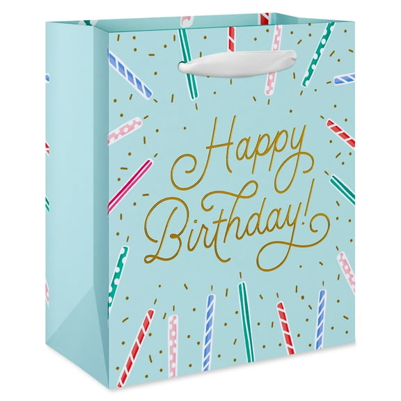 American Greetings Small Birthday Gift Bag for Her, Happy Birthday Candles On Teal (5.5" x 6.5" x 3") 1-Count