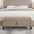 thumbnail image 4 of GZXS 45 Inch Upholstered Storage Bench in Linen, Tufted Ottoman Seat with Side Pocket for Bedroom, Entryway, Small Apartments, 4 of 9