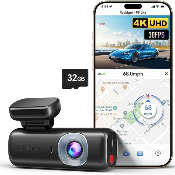 REDTIGER 4K Dash Cam Front, ADAS, Built-in WiFi GPS, Mini Hidden Dash Camera for Cars with G Sensor, APP Control, Free 32GB Card
