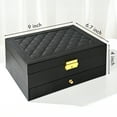 thumbnail image 5 of Jewelry Box for Women Girls, 2 Layers PU Leather Jewelry Organizer Storage with Lock, Black, 5 of 6