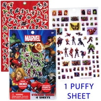 Marvel Avengers Sticker Book Set - 4 Sheets of 300  Puffy Reusable Stickers