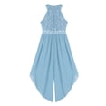 thumbnail image 4 of YUUMIN Kids Girls Shiny Beaded Halter Wedding Party Floral Lace Jumpsuit Chiffon Sleeveless Romper Sky Blue 8, 4 of 6