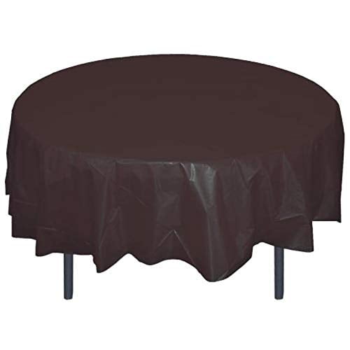 Photo 1 of Mountclear 12-Pack Disposable Plastic Tablecloths - 84 Inch Round Table Cloth -