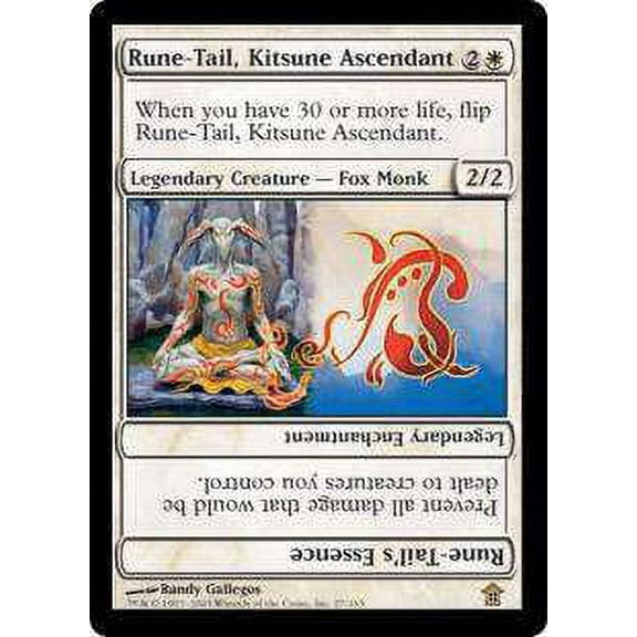 MtG Saviors of Kamigawa Rare Rune-Tail, Kitsune Ascendant // Rune-Tail's Essence #27