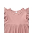 thumbnail image 5 of Kiapeise Toddler Girl Flying Sleeve Dress Ribbed Ruffle Pockets Dress, 5 of 9