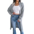 thumbnail image 2 of Cardigans Légers pour Femmes Mode Automne Hiver Cardigan Long à Col Rabattu Manteau en Liquidation, 2 of 8