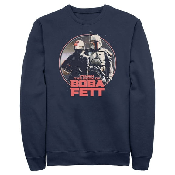 Men's Star Wars: The Book of Boba Fett Fennec and Boba Classic Circle Sweatshirt Navy Blue Large