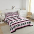 thumbnail image 3 of Boho Comforter Set King Pink Black Geometric Aztec Stripes Bedding Comforter Sets Western Bohemian Bedding Set Teen Women,Southwest Tribal Mexican Quilt Duvet, 3 of 7