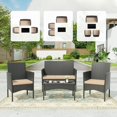 thumbnail image 3 of Kullavik 4 Pieces Outdoor Patio Furniture Set,PE Wicker Rattan Chairs Garden Conversation Sets with Tempered Glass Table and Soft Cushions for Lawn,Pool or Backyard,Sand, 3 of 7