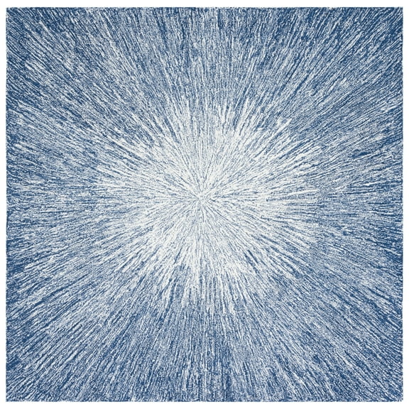SAFAVIEH Micro-Loop Carbrey Sunburst Area Rug, Blue, 5' x 5' Square