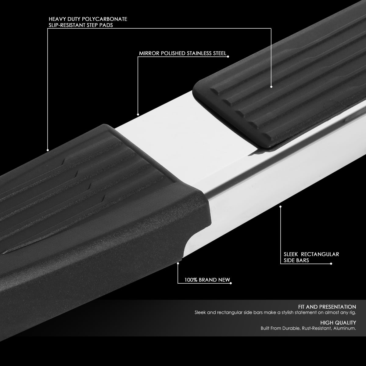 DNA Motoring 6" OD Flat Side Step Nerf Bars Running Boards for 15-22 Ford F150-F350 Super Crew Cab