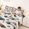 thumbnail image 3 of Manfei Sports Car Bed Sheets,Checkerboard Flag Full Size Sheets,Blue,4 Pieces,1 Flat Sheet, 1 Fitted Sheet and 2 Pillowcases, 3 of 6