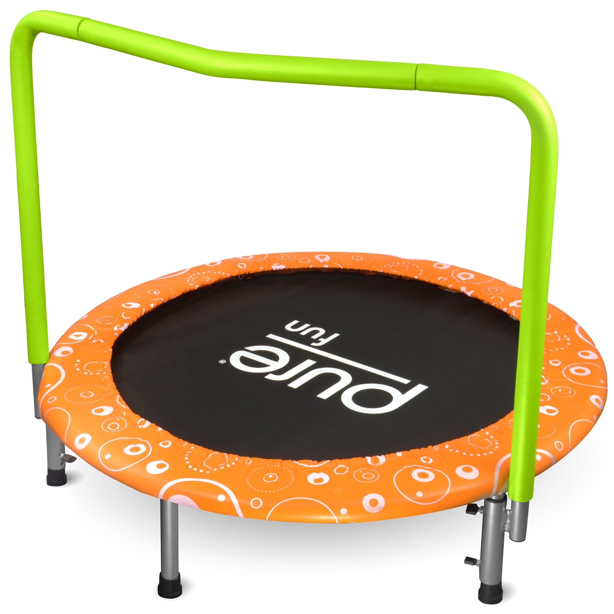 Pure Fun Foldable Kids 36 Inch Trampoline with Handrail Orange