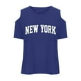 thumbnail image 5 of WOYY Toddler Girls Cold Shoulder Tshirt New York Printed Short Sleeve T Shirt, Sizes 3-12, 5 of 5