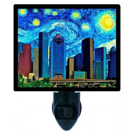 

Van Gogh Decorative Photo Night Light Plus One Extra Free Switchable Insert. 4 Watt Bulb. Image Title: Houston Starry Night. Light Comes with Extra Bulb.