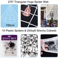 thumbnail image 3 of Araña de Halloween, araña gigante de 200 cm, decoración de Halloween para exteriores con telaraña triangular de 7 m, telaraña expandible de 20 g, 10 arañas de plástico, decoración de terror, 3 of 5