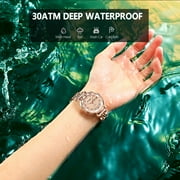 POEDAGAR Women Watches Fashion Rose Gold Steel Quartz Watch Waterproof Luminous Week Date Swiss Brand Ladies Wristwatch Bracelet
