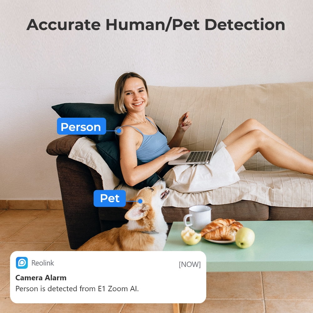 Reolink E1 Zoom 4K Wi-Fi 8MP Indoor PTZ Camera, 3X Optical Zoom, Auto Tracking, Night Vision, Crying/Pet Detection, 2-Way Audio