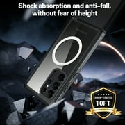 ShellTech Magnetic Case for Samsung Galaxy S24 Ultra,Compatible with Mag-Safe Double-Sided 360 Degree Full Body Built-in Screen Protection Case Shockproof Rubber Cover,Black
