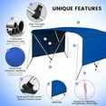 thumbnail image 5 of 3 Bow Bimini Tops with Mesh Sidewalls,PU Coating Canvas with 2 Straps,2 Rear Support Poles,Easy Assembly, 5 of 7