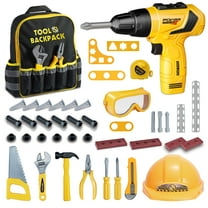 LINXUXIE 43PCS Kids Tool Set, Pretend Play Toddler Tool Toy with Construction Backpack & Electronic Toy Drill, Birthday Gifts for 3-5 5-8 Year Old