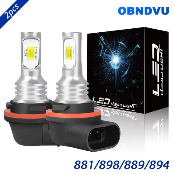 OBNDVU 881/898/889/894 LED Fog/Driving Light Bulb 6000K Cool White Super Bright 2pcs