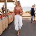 thumbnail image 6 of Petite Capri Pants Womens Wide Leg Palazzo 2026 Summer Casual Pull on High Waisted Barrel Lounge Flowy Cropped Beach Work Trousers White 2XL, 6 of 7