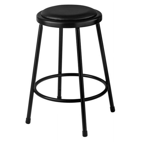 18.5 -26.5" Height Adjustable Heavy Duty Vinyl Padded Steel Stool - Black