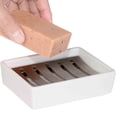 thumbnail image 3 of Jabonera de cerámica de acero inoxidable Sus304 para baño, jabonera de doble capa con drenaje automático, diga no al jabón esponjoso, fácil limpieza (blanco), 3 of 5
