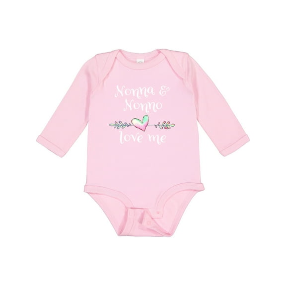 Inktastic Nonna and Nonno Love Me Heart Grandchild Boys or Girls Long Sleeve Baby Bodysuit
