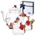 thumbnail image 1 of Btat- Juego De Té De Vidrio Floral, 2 Tazas Elegantes, Tetera De Vidrio De 2 Oz, Tetera De Vidrio De 13 Oz, Tetera De Vidrio, Juego De Té De Vidrio Pequeño Para Adultos, Juego De Tetera De Vidrio, Taz Brew To A Tea NA, 1 of 5
