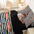 thumbnail image 4 of Manfei Whimsical Trout Full Size Bedding Sets, Stripe Abstract Full Size Bed in a Bag, Black White Orange, Black Reversible, 7-Piece, 4 of 6