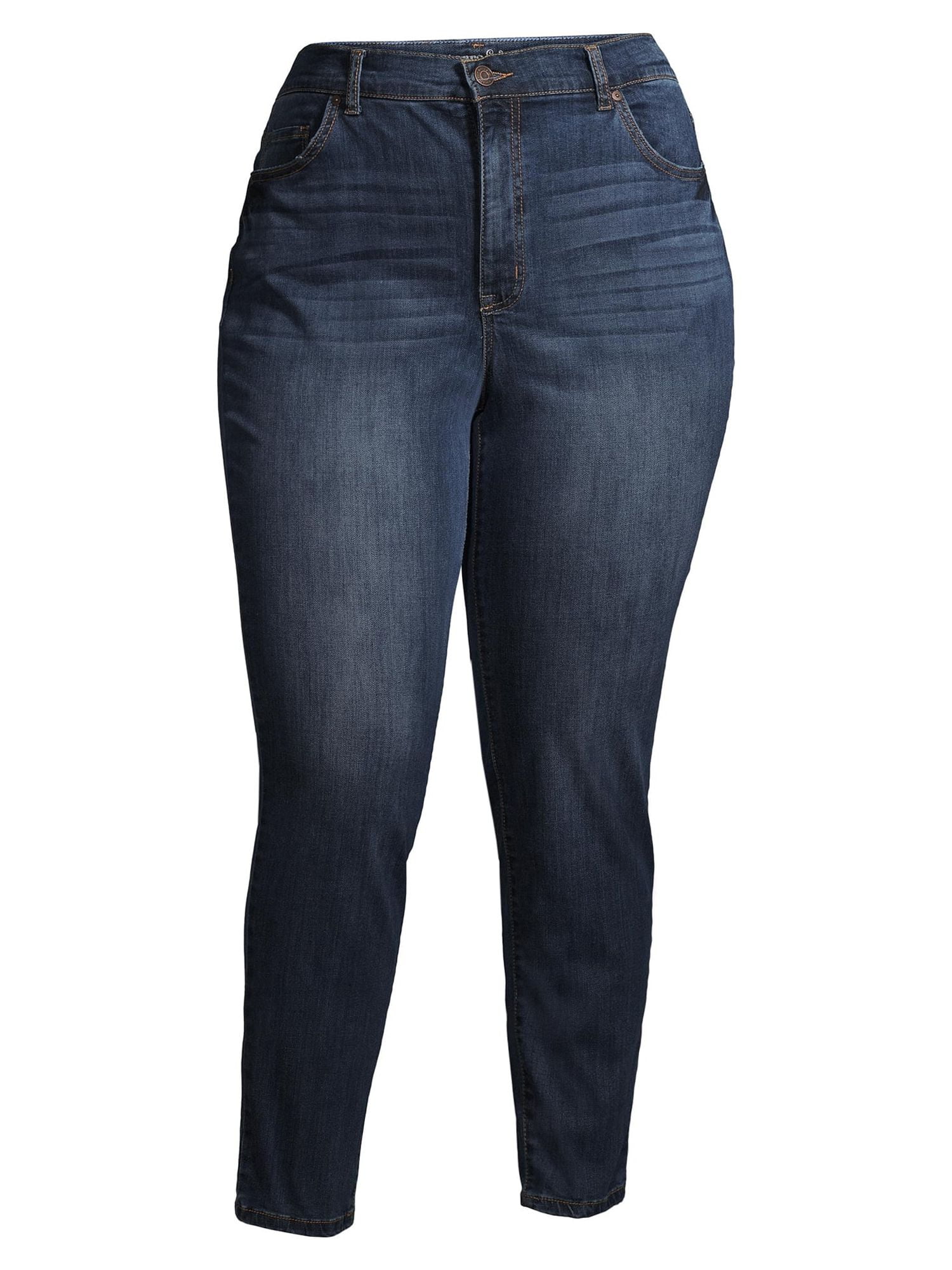 Terra & Sky Women's Plus Size Core Denim Skinny Jeans, Regular and Petite
